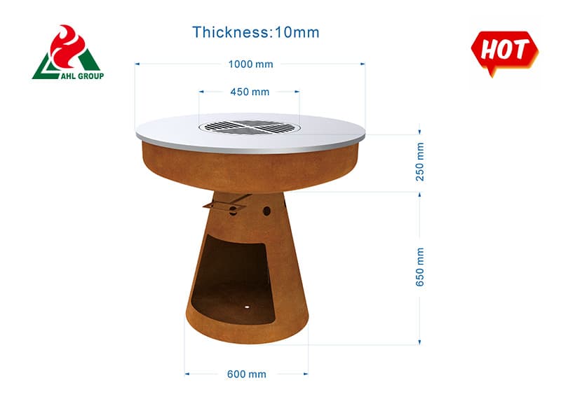 BG5 Corten Steel BBQ Grill Heavy Duty for Picnic Garden Party